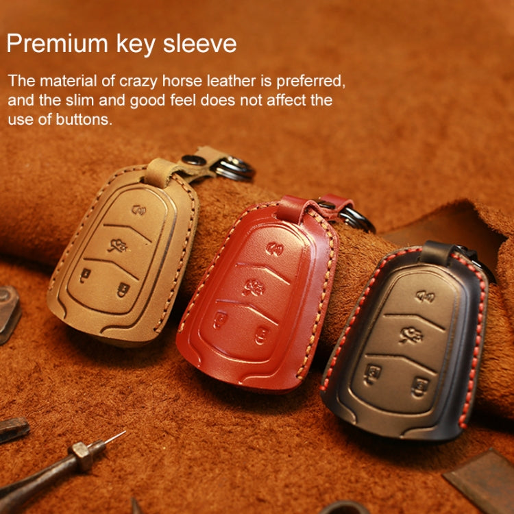 For Cadillac Car Cowhide Leather Key Protective Cover Key Case, Four Keys Version (Red) - Car Key Cases by PMC Jewellery | Online Shopping South Africa | PMC Jewellery | Buy Now Pay Later Mobicred
