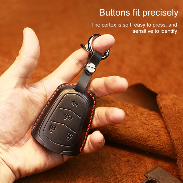 For Cadillac Car Cowhide Leather Key Protective Cover Key Case, Five Keys Version (Black) - free shipping - PMC Jewellery - Order now!