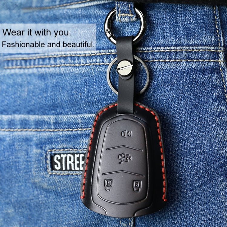 For Cadillac Car Cowhide Leather Key Protective Cover Key Case, Five Keys Version (Red) - Car Key Cases by PMC Jewellery | Online Shopping South Africa | PMC Jewellery | Buy Now Pay Later Mobicred