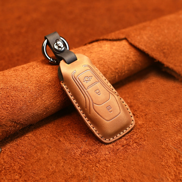 For Ford Old Style Car Cowhide Leather Key Protective Cover Key Case (Brown) - Car Key Cases by PMC Jewellery | Online Shopping South Africa | PMC Jewellery | Buy Now Pay Later Mobicred