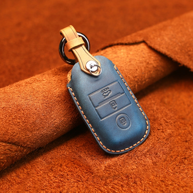 For Kia Old Style Car Cowhide Leather Key Protective Cover Key Case (Blue) - Car Key Cases by PMC Jewellery | Online Shopping South Africa | PMC Jewellery | Buy Now Pay Later Mobicred