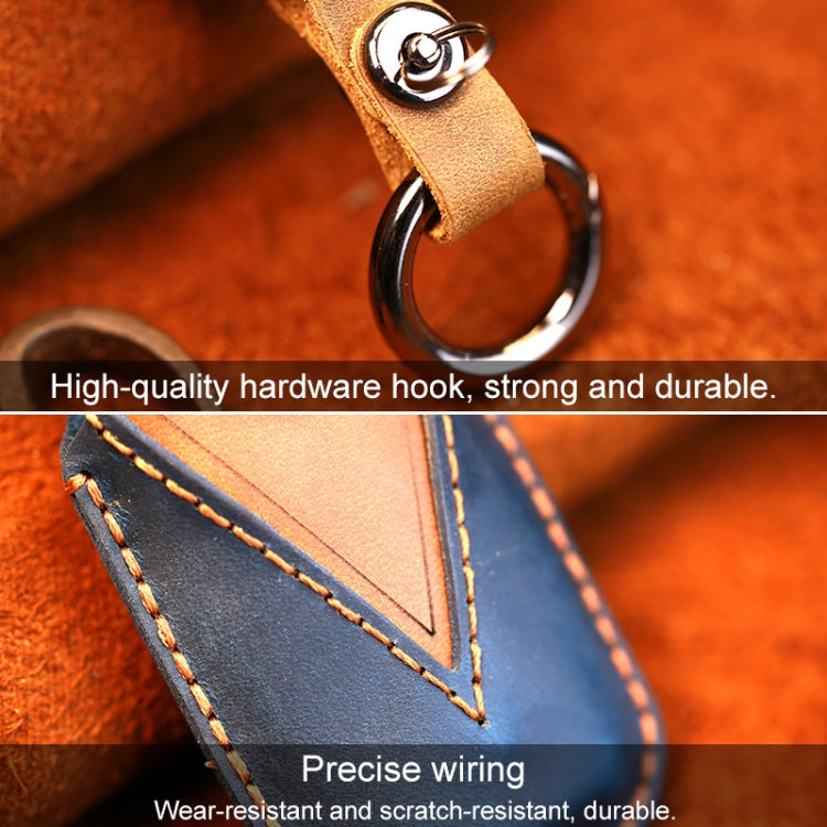 For Kia Old Style Car Cowhide Leather Key Protective Cover Key Case (Blue) - Car Key Cases by PMC Jewellery | Online Shopping South Africa | PMC Jewellery | Buy Now Pay Later Mobicred