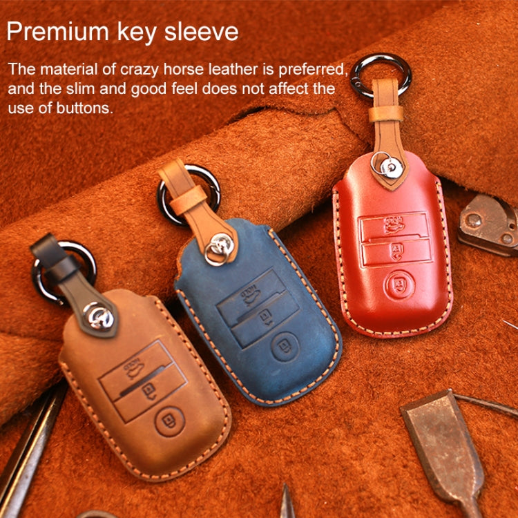 For Kia Old Style Car Cowhide Leather Key Protective Cover Key Case (Brown) - Car Key Cases by PMC Jewellery | Online Shopping South Africa | PMC Jewellery | Buy Now Pay Later Mobicred