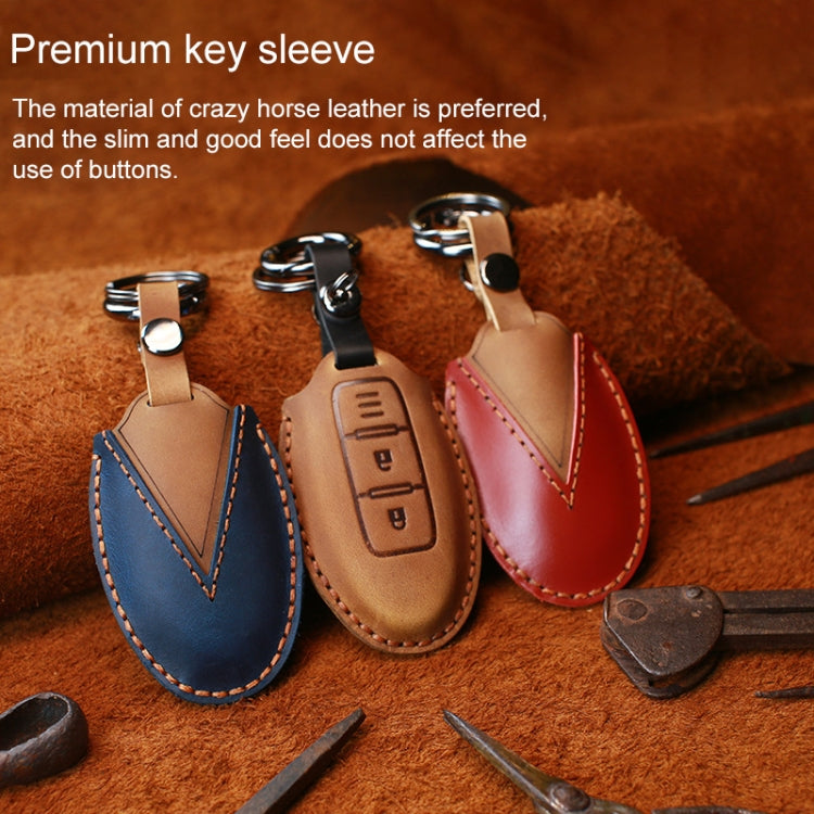For Nissan Car Cowhide Leather Key Protective Cover Key Case, Four Keys Version (Blue) - Car Key Cases by PMC Jewellery | Online Shopping South Africa | PMC Jewellery | Buy Now Pay Later Mobicred