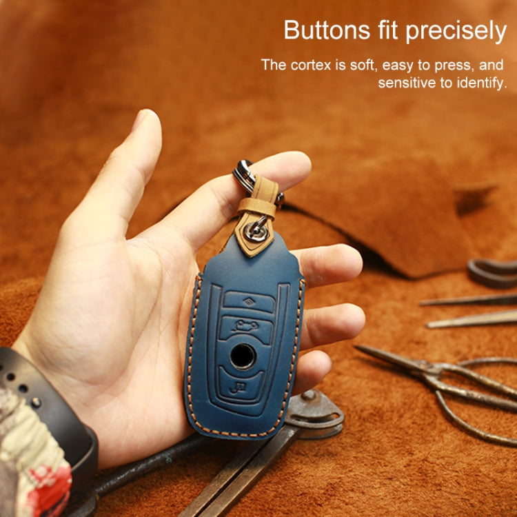 For BMW Old Style Car Cowhide Leather Key Protective Cover Key Case, Two Keys Version (Red) - Car Key Cases by PMC TechLife | Online Shopping South Africa | PMC TechLife | Buy Now Pay Later Mobicred