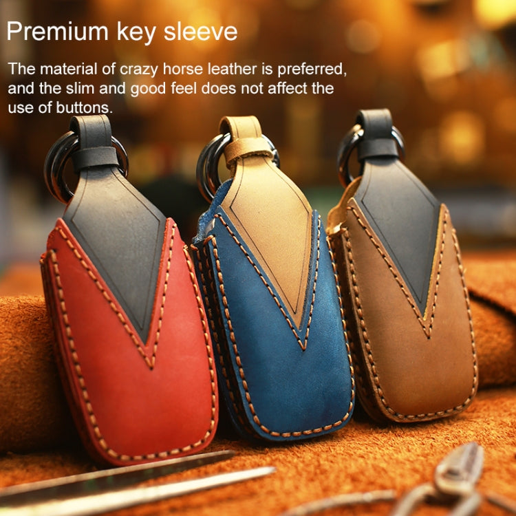 For BMW Old Style Car Cowhide Leather Key Protective Cover Key Case, Two Keys Version (Brown) - Car Key Cases by PMC TechLife | Online Shopping South Africa | PMC TechLife | Buy Now Pay Later Mobicred