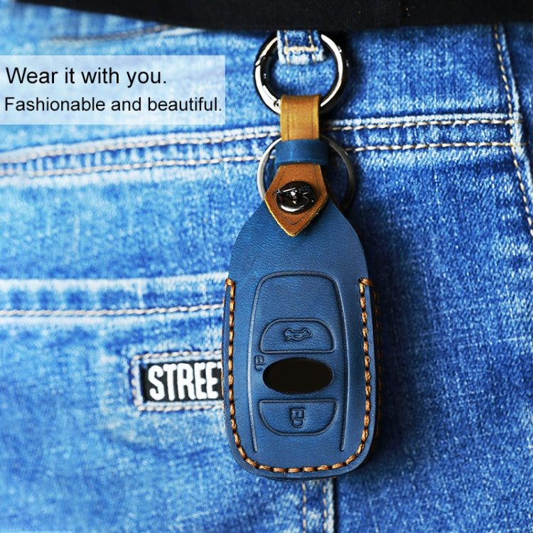 For Subaru Car Cowhide Leather Key Protective Cover Key Case (Red) - Car Key Cases by PMC TechLife | Online Shopping South Africa | PMC TechLife | Buy Now Pay Later Mobicred