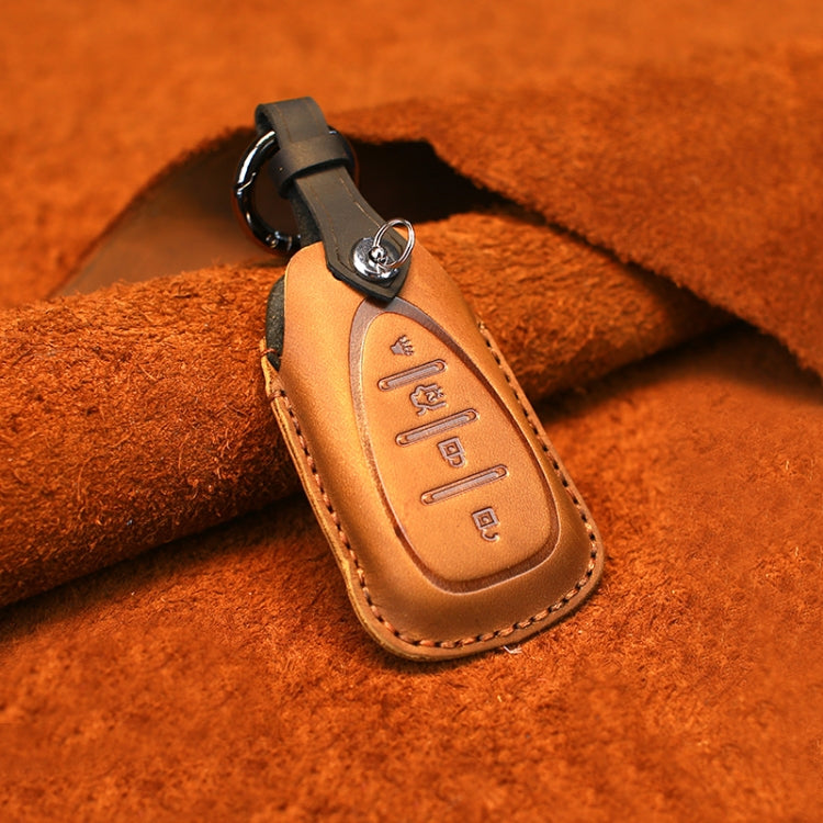 For Chevrolet Car Cowhide Leather Key Protective Cover Key Case, Four Keys Version (Brown) - Car Key Cases by PMC Jewellery | Online Shopping South Africa | PMC Jewellery | Buy Now Pay Later Mobicred