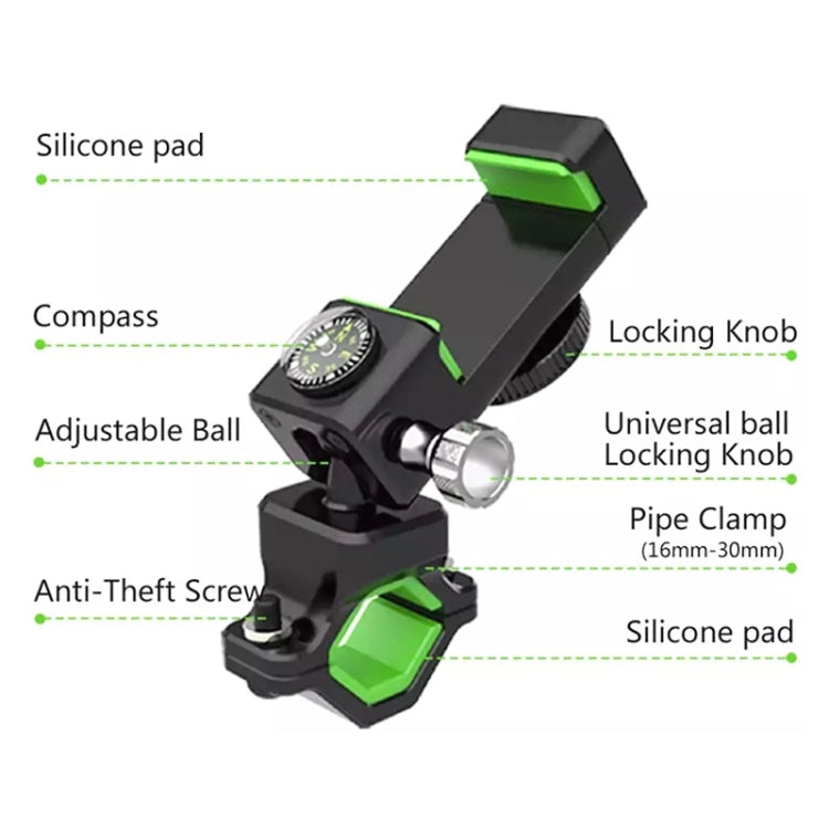 Bicycle / Motorcycle Anti-theft Anti-take Off Mobile Phone Holder with Light (Green) - free shipping - PMC TechLife - Order now!