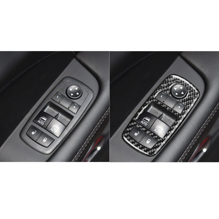 Carbon Fiber Car Window Lift Button Decorative Sticker for Dodge Challenger 2015 to Now, Left Driving - Car Interior Mouldings by PMC Jewellery | Online Shopping South Africa | PMC Jewellery | Buy Now Pay Later Mobicred