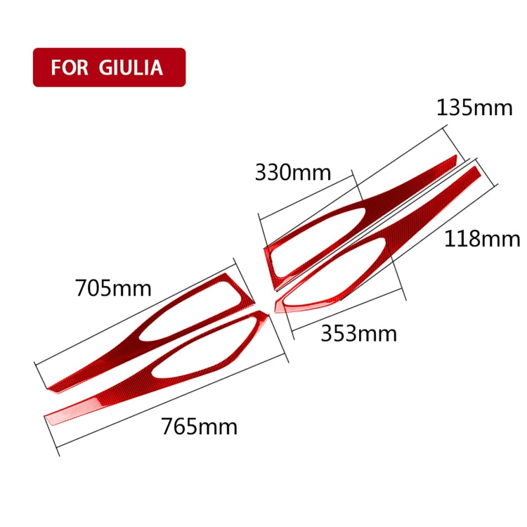 4 PCS / Set Carbon Fiber Car Door Panel Decorative Sticker for Alfa Romeo Giulia 2017-2019,Left and Right Drive Universal (Red) - Car Interior Mouldings by PMC Jewellery | Online Shopping South Africa | PMC Jewellery | Buy Now Pay Later Mobicred