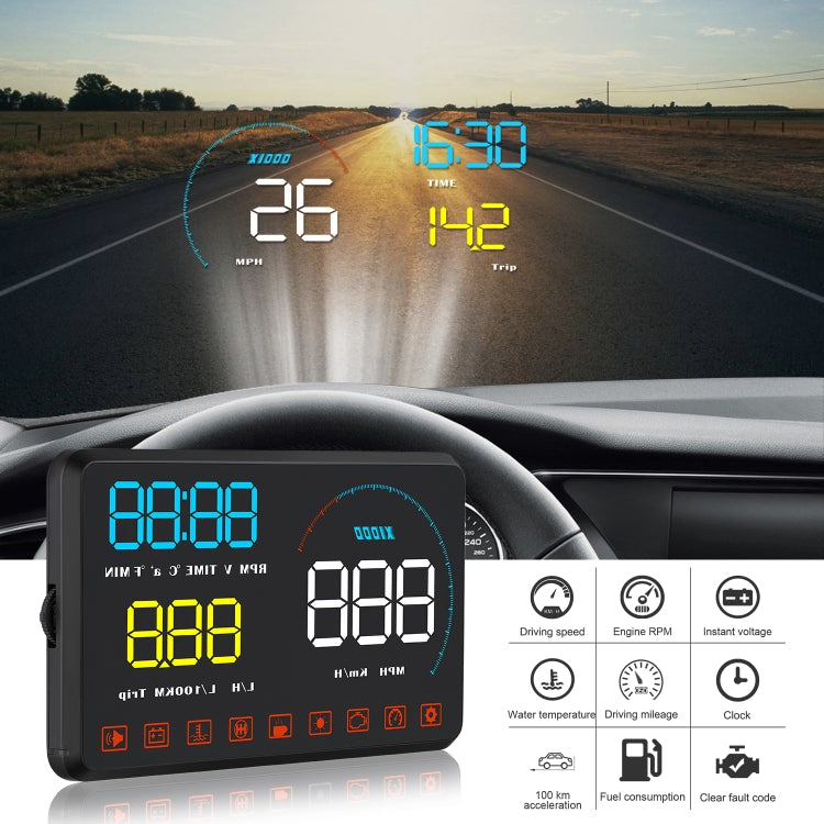 A9 5.5 inch Universal Car OBD2 HUD Vehicle-mounted Head Up Display (Blue) - Head Up Display System by PMC TechLife | Online Shopping South Africa | PMC TechLife | Buy Now Pay Later Mobicred
