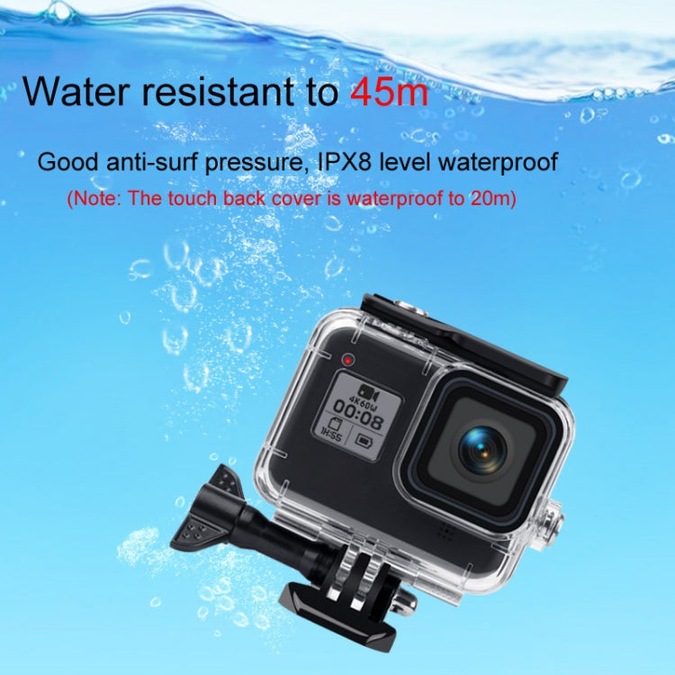 45m Waterproof Case + Touch Back Cover + Color Lens Filter for GoPro HERO8 Black (Red) - Waterproof Cases by PMC Jewellery | Online Shopping South Africa | PMC Jewellery | Buy Now Pay Later Mobicred