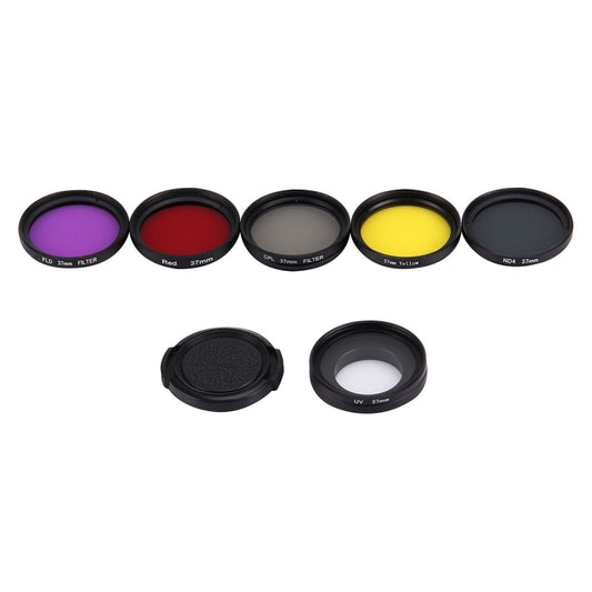 JUNESTAR 7 in 1 Proffesional 37mm Lens Filter(CPL + UV + ND4 + Red + Yellow + FLD / Purple) & Lens Protective Cap for GoPro HERO4 / 3+ / 3 Sport Action Camera - Lens Filter by JSR | Online Shopping South Africa | PMC Jewellery | Buy Now Pay Later Mobicred