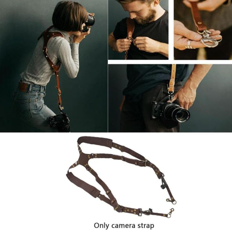 Quick Release Anti-Slip Dual Shoulder Leather Harness Camera Strap with Metal Hook for SLR / DSLR Cameras(Black) - Camera Strap by PMC TechLife | Online Shopping South Africa | PMC TechLife | Buy Now Pay Later Mobicred