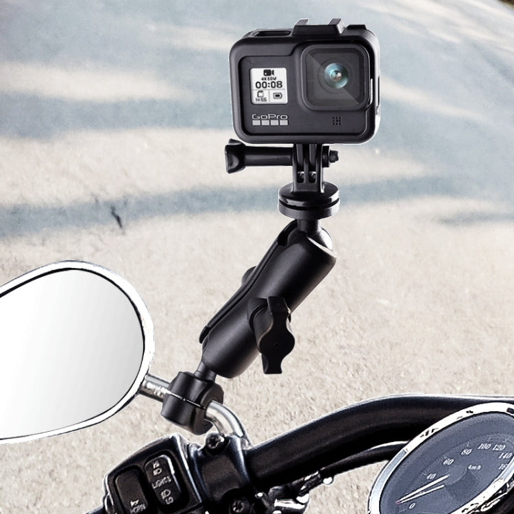 25mm Ball Head Motorcycle Rearview Mirror Fixed Mount Holder with 4 Styles Gaskets for GoPro Hero12 Black / Hero11 /10 /9 /8 /7 /6 /5, Insta360 Ace / Ace Pro, DJI Osmo Action 4 and Other Action Cameras(Black) - Bicycle Handlebar Mount by PMC Jewellery | Online Shopping South Africa | PMC Jewellery | Buy Now Pay Later Mobicred