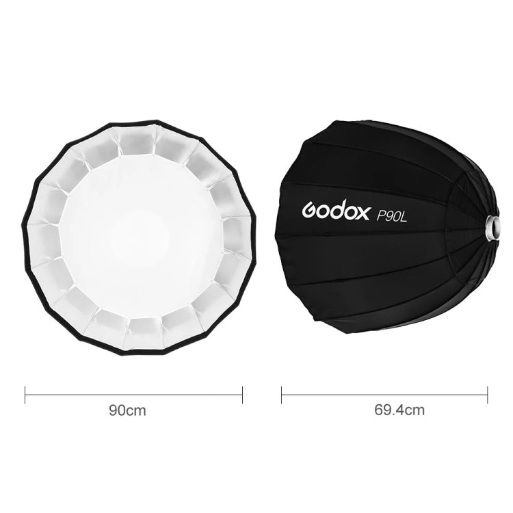 Godox P90L Diameter 90cm Parabolic Softbox Reflector Diffuser for Studio Speedlite Flash Softbox (Black) - free shipping - PMC TechLife - Order now!