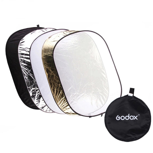 Godox FT05-1 60 x 90cm 5-in-1 Silver / Soft / Gold / White / Black Oval Folding Reflector Board -  by Godox | Online Shopping South Africa | PMC Jewellery | Buy Now Pay Later Mobicred