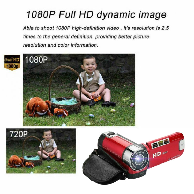 16X Digital Zoom HD 16 Million Pixel Home Travel DV Camera, UK Plug (Red) - Video Cameras by PMC TechLife | Online Shopping South Africa | PMC TechLife