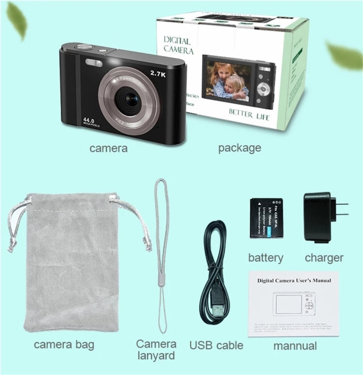 DC302 2.88 inch 44MP 16X Zoom 2.7K Full HD Digital Camera Children Card Camera, AU Plug (Black) - Children Cameras by PMC Jewellery | Online Shopping South Africa | PMC Jewellery | Buy Now Pay Later Mobicred