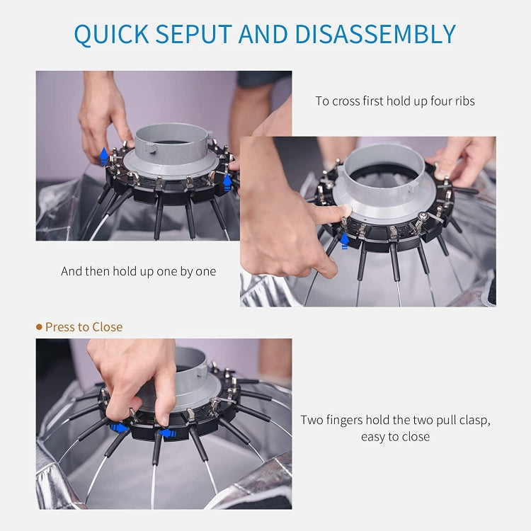 FEELWORLD FSP90 90cm Parabolic Softbox Quick Release Diffuser with Bowens Mount (Black) - free shipping - PMC TechLife - Order now!