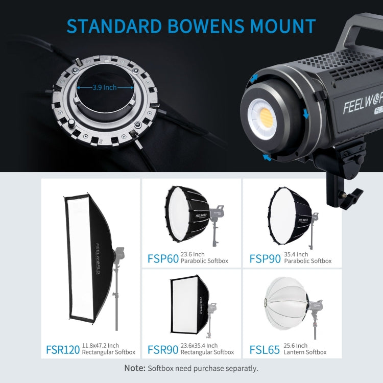 FEELWORLD FL125D 125W Daylight Point Source Video Light, Bluetooth APP Control(UK Plug) - free shipping - PMC TechLife - Order now!