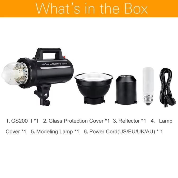 Godox Gemini GS200II Studio Flash Light 200Ws Bowens Mount Strobe Flash (UK Plug) - free shipping - PMC TechLife - Order now!