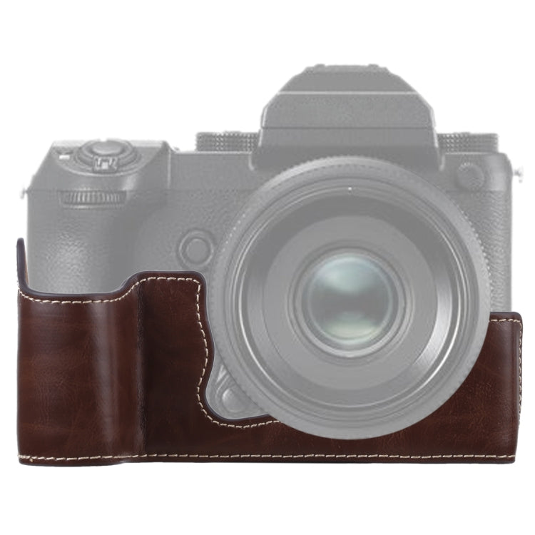 1/4 inch Thread PU Leather Camera Half Case Base for FUJIFILM GFX 50S (Coffee) - free shipping - PMC TechLife - Order now!