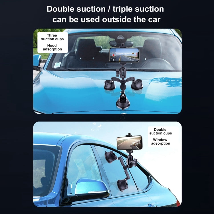 Dual-leg Suction Cup Connecting Rod Arm Phone Clamp Mount(Black) - Holder by PMC TechLife | Online Shopping South Africa | PMC TechLife | Buy Now Pay Later Mobicred