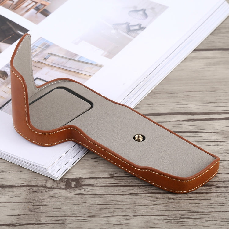 1/4 inch Thread PU Leather Camera Half Case Base for Canon EOS 5D Mark IV / 5D Mark III(Brown) - free shipping - PMC TechLife - Order now!