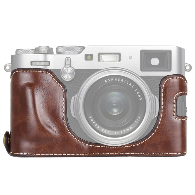 1/4 inch Thread PU Leather Camera Half Case Base for FUJIFILM X100F (Coffee) - free shipping - PMC TechLife - Order now!