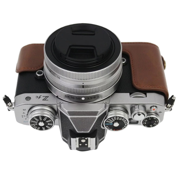1/4 inch Thread PU Leather Camera Half Case Base for Nikon Z fc (Brown) - Half Case by PMC TechLife | Online Shopping South Africa | PMC TechLife | Buy Now Pay Later Mobicred