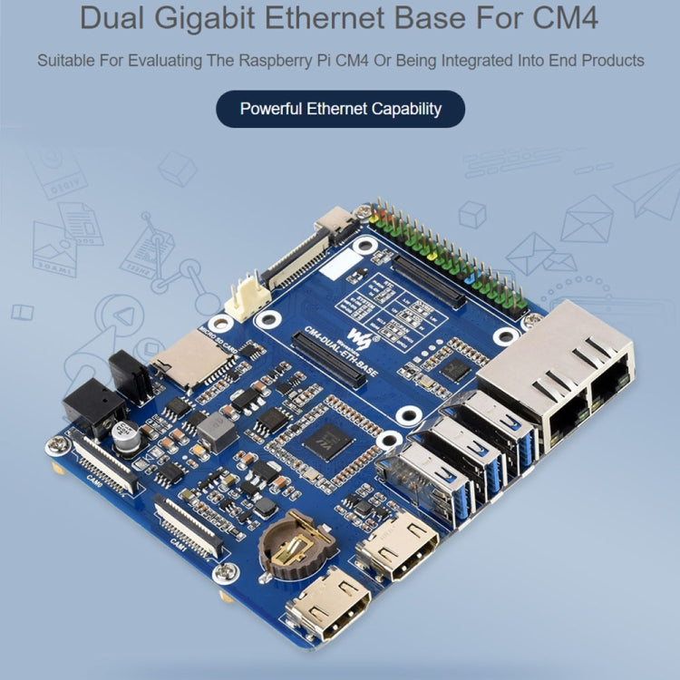 Waveshare Compute Module Dual Gigabit Ethernet Base Board for Raspberry Pi CM4 - free shipping - PMC Jewellery - Order now!