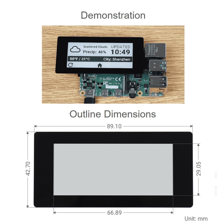 Waveshare 2.9 inch 296 x 128 Pixel 5-Points Capacitive Touch Black / White E-Paper E-Ink Display HAT for Raspberry Pi Pico, SPI Interface - free shipping - PMC Jewellery - Order now!
