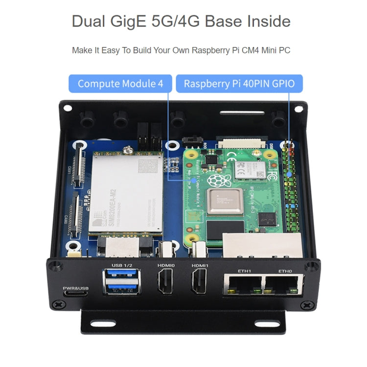 Waveshare Dual Gigabit Ethernet 5G/4G Computer Box with Cooling Fan for Raspberry Pi CM4(US Plug) - free shipping - PMC TechLife - Order now!