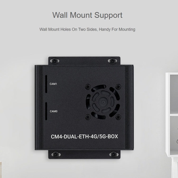 Waveshare Dual Gigabit Ethernet 5G/4G Computer Box with Cooling Fan for Raspberry Pi CM4(EU Plug) - free shipping - PMC TechLife - Order now!