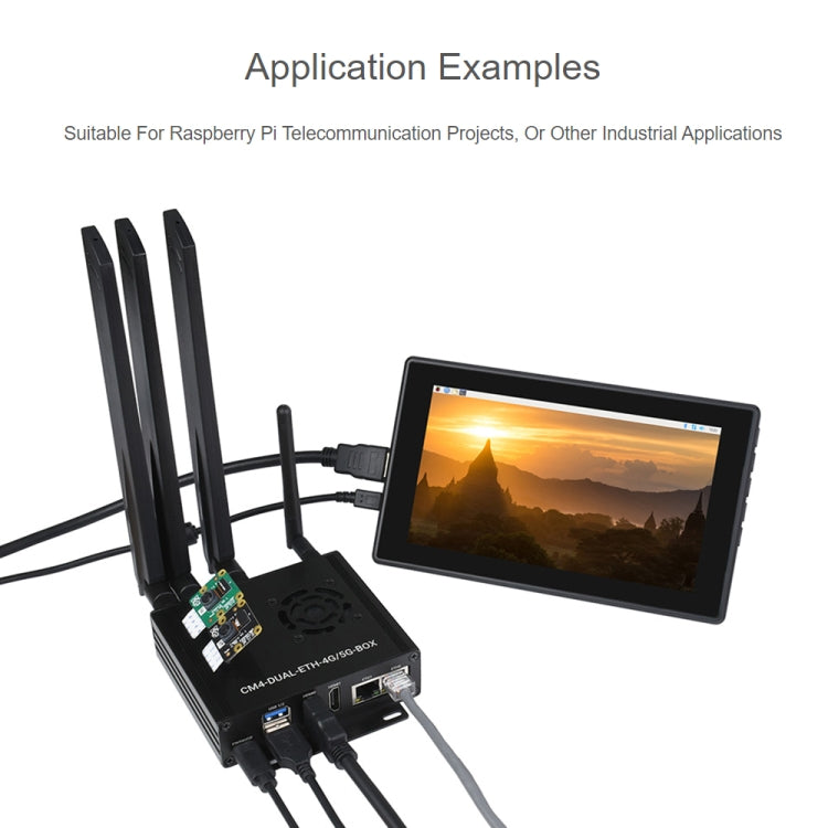 Waveshare Dual Gigabit Ethernet 5G/4G Computer Box with Cooling Fan for Raspberry Pi CM4(US Plug) - free shipping - PMC TechLife - Order now!