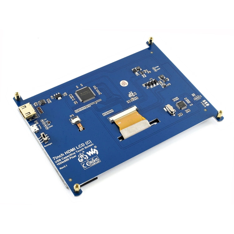 WAVESHARE 7 Inch HDMI LCD (C) 1024x600 Touch Screen  for Raspberry Pi with Bicolor Case - free shipping - PMC Jewellery - Order now!