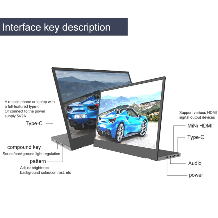 M8 14inch 1080P Ultra-thin HD Portable Narrow-edge Display - LED Projector by PMC TechLife | Online Shopping South Africa | PMC TechLife | Buy Now Pay Later Mobicred