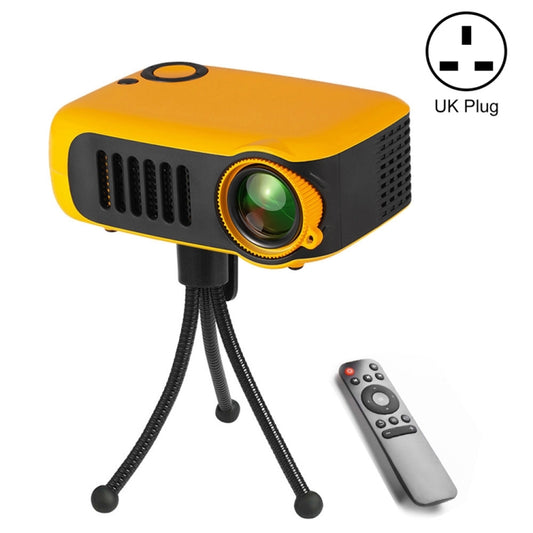 A2000 Portable Projector 800 Lumen LCD Home Theater Video Projector, Support 1080P, UK Plug (Yellow) - LED Projector by PMC Jewellery | Online Shopping South Africa | PMC Jewellery | Buy Now Pay Later Mobicred