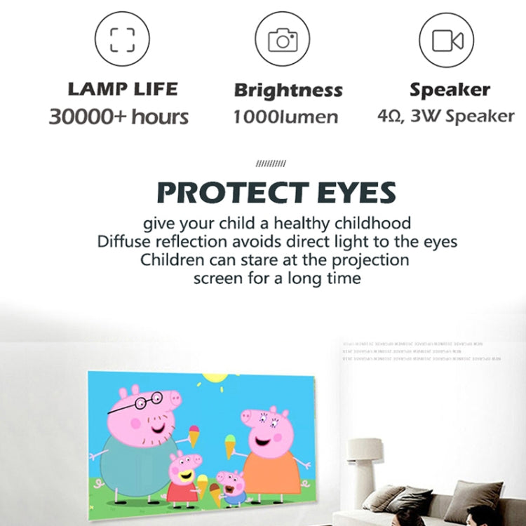 A2000 1080P Mini Portable Smart Projector Children Projector, EU Plug(White Grey) - Mini Projector by PMC Jewellery | Online Shopping South Africa | PMC Jewellery | Buy Now Pay Later Mobicred