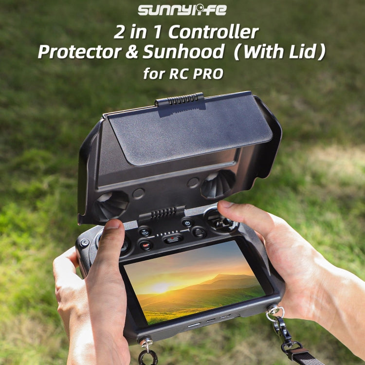 For DJI RC Pro Sunnylife 2 in 1 Controller Protector Sun Hood Screen Guard Monitor Sunshade Cover (Black) - Lens Hood by Sunnylife | Online Shopping South Africa | PMC Jewellery | Buy Now Pay Later Mobicred