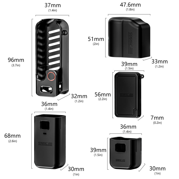 For DJI OSMO Pocket 3 STARTRC 5 in 1 Body Lens Handle Screen Silicone TPU Case (Black) - free shipping - PMC TechLife - Order now!