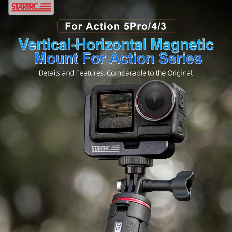For DJI Osmo Action 5 Pro / 4 / 3 STARTRC L-shaped Magnetic Quick Release Bracket (Black) - free shipping - PMC TechLife - Order now!