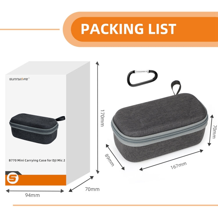 For DJI Mic 2 Sunnylife B770 Mini Carrying Case Wireless Microphone Storage Bag (Grey) - Case & Bags by Sunnylife | Online Shopping South Africa | PMC Jewellery | Buy Now Pay Later Mobicred