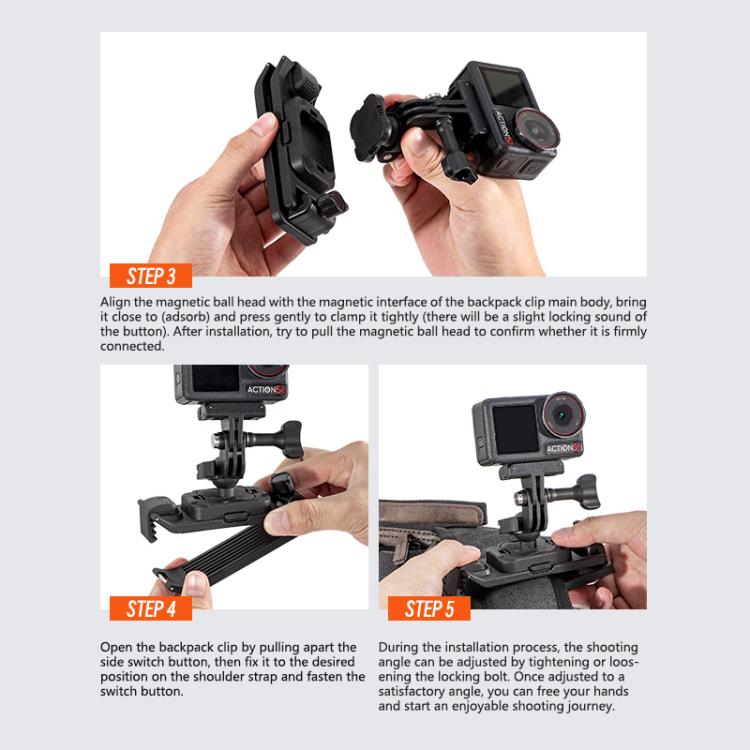 STARTRC Magnetic  Backpack Clip Mount for DJI Osmo 360 / GoPro Action Cameras (Black) - free shipping - PMC TechLife - Order now!