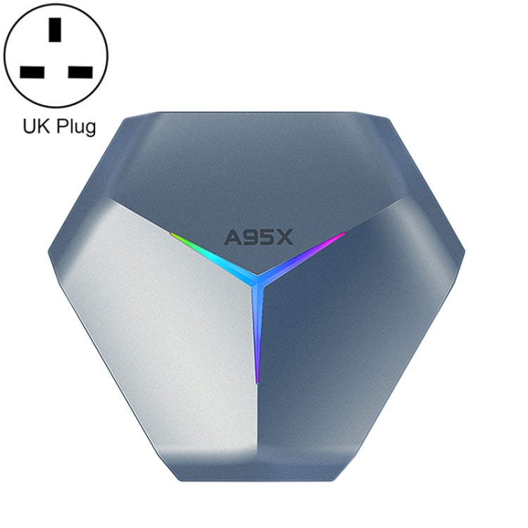 A95X F4 8K UHD Smart TV BOX Android 10.0 Media Player with Remote Control, Amlogic S905X4 Quad Core Cortex-A55 up to 2.0GHz, RAM: 4GB, ROM: 32GB, 2.4GHz/5GHz WiFi, Bluetooth, UK Plug(Metallic Blue) - Amlogic S905 by PMC Jewellery | Online Shopping South Africa | PMC Jewellery