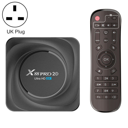 X88 Pro 20 4K Smart TV BOX Android 11.0 Media Player with Infrared Remote Control, RK3566 Quad Core 64bit Cortex-A55 up to 1.8GHz, RAM: 4GB, ROM: 32GB, Support Dual Band WiFi, Bluetooth, Ethernet, UK Plug - RK3566 by PMC Jewellery | Online Shopping South Africa | PMC Jewellery | Buy Now Pay Later Mobicred