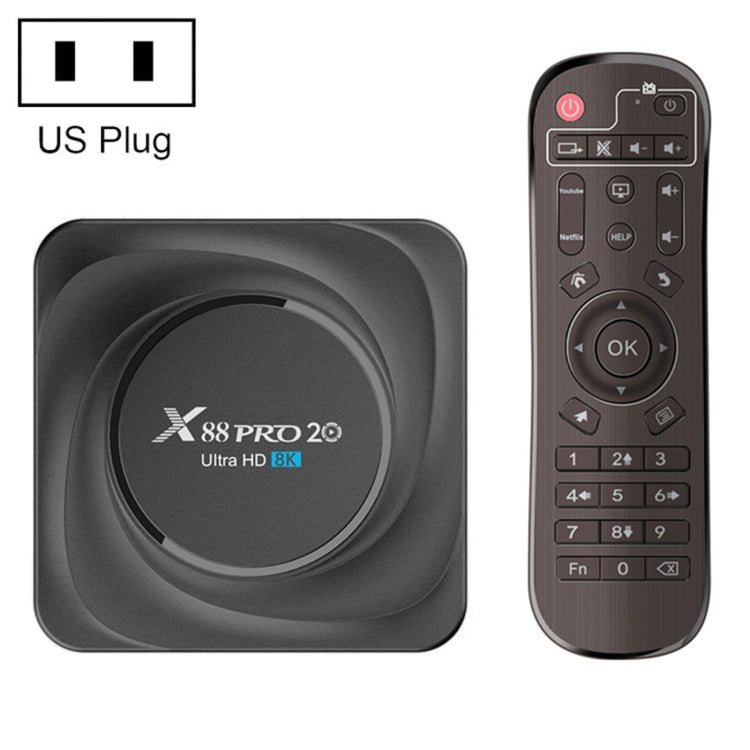 X88 Pro 20 4K Smart TV BOX Android 11.0 Media Player with Infrared Remote Control, RK3566 Quad Core 64bit Cortex-A55 up to 1.8GHz, RAM: 4GB, ROM: 32GB, Support Dual Band WiFi, Bluetooth, Ethernet, US Plug - RK3566 by PMC Jewellery | Online Shopping South Africa | PMC Jewellery | Buy Now Pay Later Mobicred