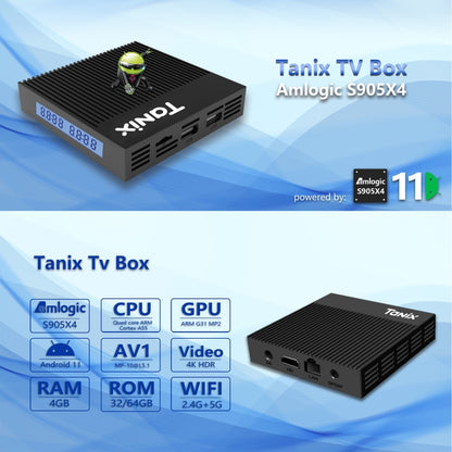 Tanix X4 Android 11 Smart TV Box, Amlogic S905X4 Quad Core, 4GB+32GB, Dual Wifi, BT(AU Plug) - Amlogic S905 by PMC Jewellery | Online Shopping South Africa | PMC Jewellery | Buy Now Pay Later Mobicred